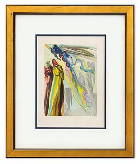 Salvador Dali- Original Color Woodcut on B.F.K. Rives Paper "Paradise 16"
