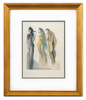 Salvador Dali- Original Color Woodcut on B.F.K. Rives Paper "Paradise 9"