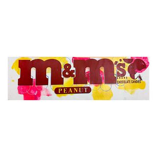Steve Kaufman (1960-2010) "M&Ms Peanut" Hand Signed and Numbered Limited Edition Hand Pulled silkscreen mixed media on Canvas with LOA.