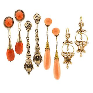 COLLECTION OF ANTIQUE DROP EARRINGS