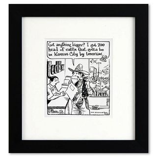 Bizarro, "Cattle Shipper" is a Framed Original Pen & Ink Drawing by Dan Piraro, Hand Signed with Letter of Authenticity.