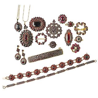 COLLECTION OF BOHEMIAN GARNET JEWELRY
