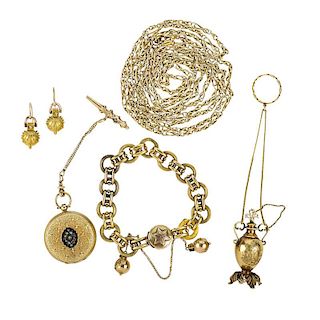 VICTORIAN YELLOW GOLD JEWELRY, ACCESSORIES