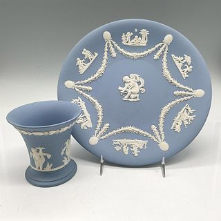 2pc Wedgwood Jasperware Decorative Plate + Cup