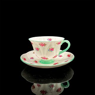 2pc Shelley England Cup and Saucer, Rosebud