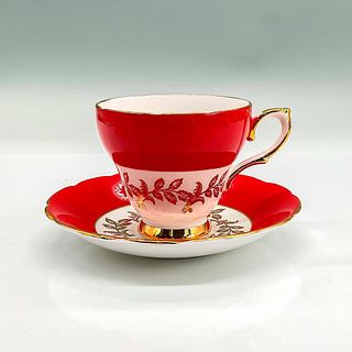 2pc Sutherland Bone China Cup and Saucer, Red and Gold