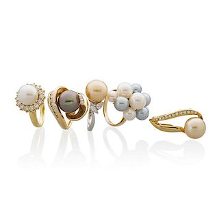MULTI HUE COLLECTION OF PEARL & GOLD JEWELRY