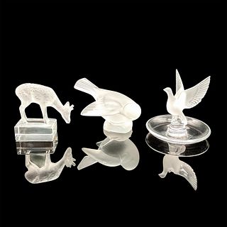 3pc Lalique Crystal Animal Figurines