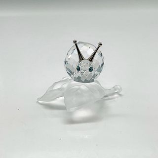 Swarovski Silver Crystal Figurine, Snail on Vine Leaf