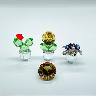 4pc Swarovski Crystal Figurines, Flowers + SCS Diamond