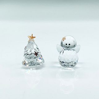 2pc Swarovski Crystal Figurines, Christmas Tree + Angel