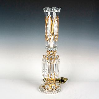 Monumental Baccarat Style Crystal  Hurricane Lamp