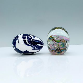 2pc Tie-Dyed Themed Art Glass Paperweights