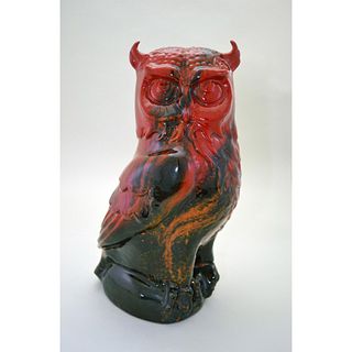 Royal Doulton Vintage Flambe' Veined Standing Owl, 12"H