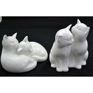 Royal Doulton Images Of Nature Playtime And Sleepy Heads Cat Figurines, 2 Pcs, Signed, Hn3893