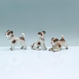 3pc Wire Fox Terrier Ceramic Figurines