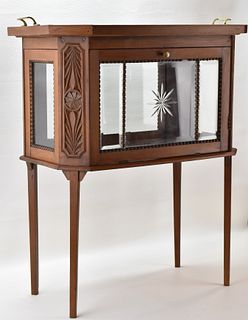 BAR CABINET WITH GLASS TOP TRAY