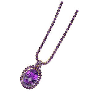 AMETHYST & 14K YELLOW GOLD NECKLACE