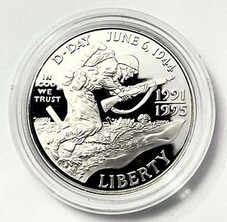 1991-1995-W World War II D-Day Commemorative Proof Silver Dollar