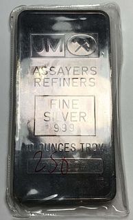 JM Assayers Refiners 10 ozt .999 Silver Bar