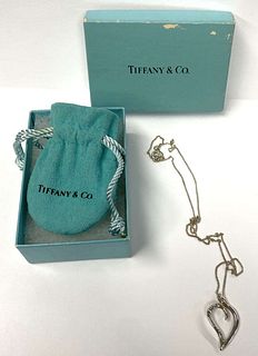 Tiffany & Co. Open Heart Pendant Necklace .925 Sterling Silver
