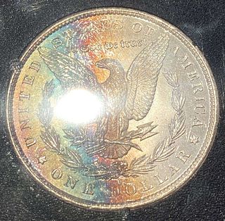 Rainbow 1883-CC Morgan Silver Dollar GSA PCGS MS63