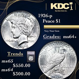 1926-p Peace Dollar $1 Graded ms64+ By SEGS