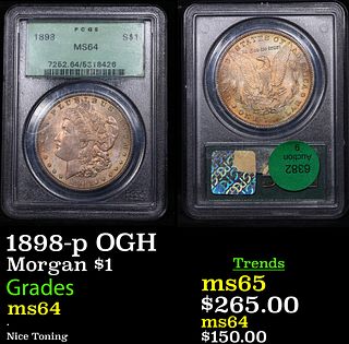 PCGS 1898-p Morgan Dollar OGH 1 Graded ms64 BY PCGS