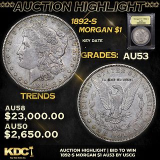 ***Auction Highlight*** 1892-s Morgan Dollar 1 Graded Select AU By USCG (fc)