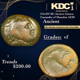 316-297 BC Ancient Greece, Cassander of Macedon AE20 Ancient Grades vf
