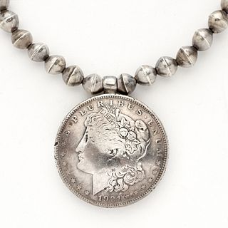  Native American Morgan Dollar Bead Necklace