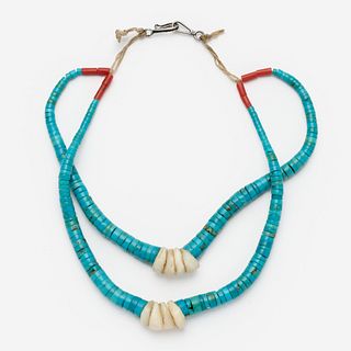  Jacala Turquoise, Shell and Coral Necklace 