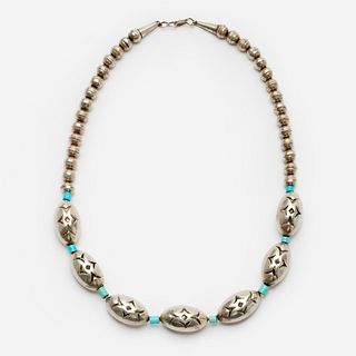  Navajo Turquoise Handmade Melon Bead Necklace