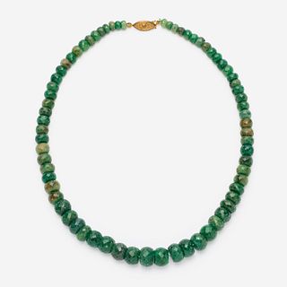 Faceted Emerald Bead Necklace 
