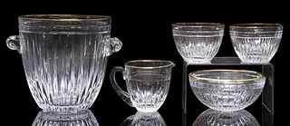 (5) WATERFORD MARQUIS 'HANOVER GOLD' CRYSTAL TABLEWARE