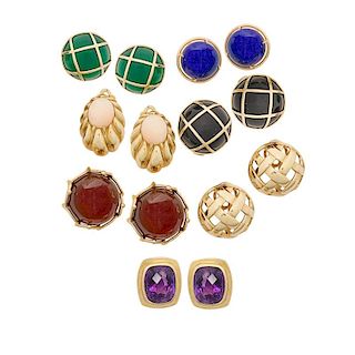 SEVEN PAIRS OF GOLD EAR CLIPS
