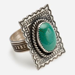 Navajo Harold Joe Turquoise Ring, Size 14