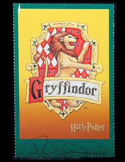 J. K. Rowling Signed Gryffindor House Postcard.