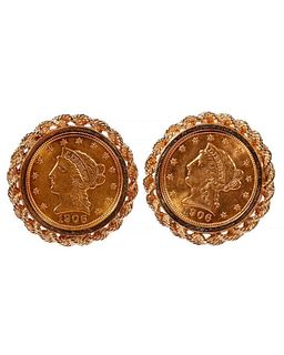 1906 Liberty Head 5 Dollar Gold Coin Cufflinks
