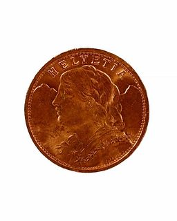1947 Switzerland 20 Francs 21.6K Gold Coin