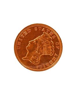 1854 $3 Indian Princess Head Gold Dollar Coin
