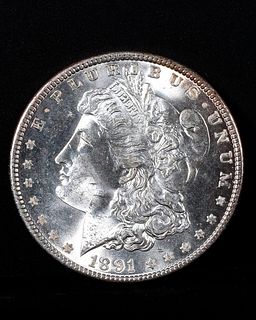 1891 US Morgan Liberty Head Silver Dollar Coin
