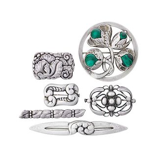 GEORG JENSEN OR NIELSEN SILVER BROOCHES