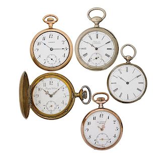 FIVE 19TH OR 20TH C. POCKET WATCHES