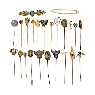COLLECTION OF ANTIQUE STICKPINS OR BROOCHES