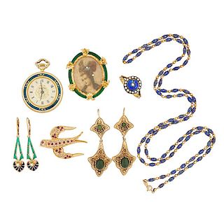 GROUP OF YELLOW GOLD JEWELRY