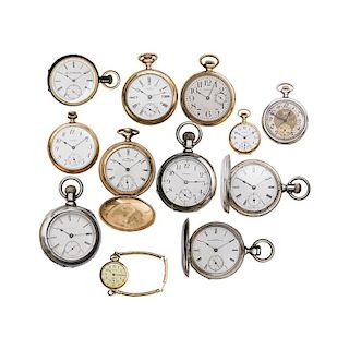 COLLECTION OF POCKET WATCHES, INCL. SILVER, SILVER-TONES, GOLD, GOLD-TONED