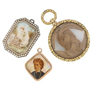 19TH C. MOURNING OR SENTIMENT PENDANTS