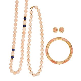 CORAL OR LAPIS YELLOW GOLD JEWELRY