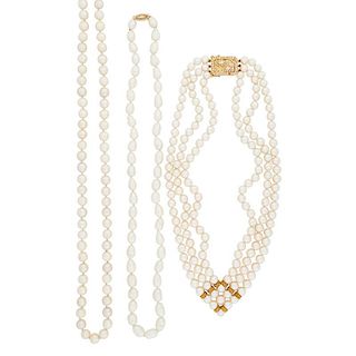 PEARL, DIAMOND & YELLOW GOLD NECKLACES